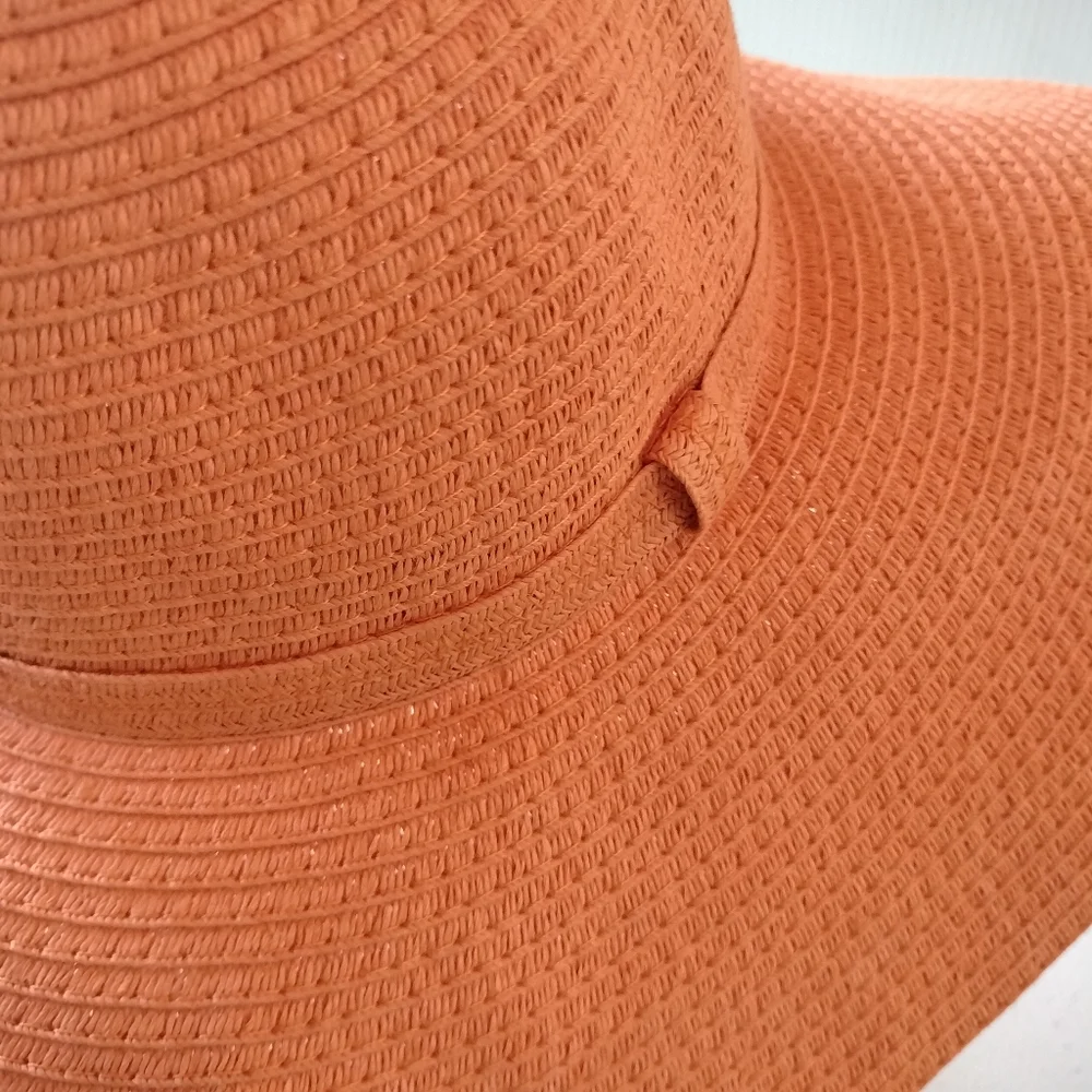 Shade & Shore light orange straw floppy Hat beach vacation resortwear travel